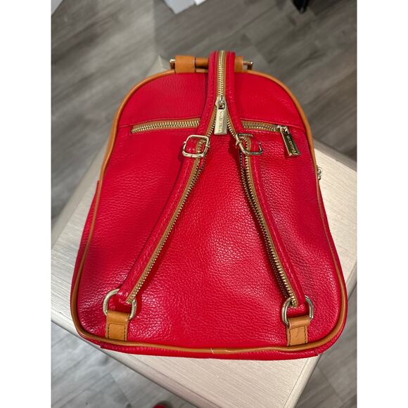 Valentina Red & Gold Leather Backpack Purse - Picture 4 of 12